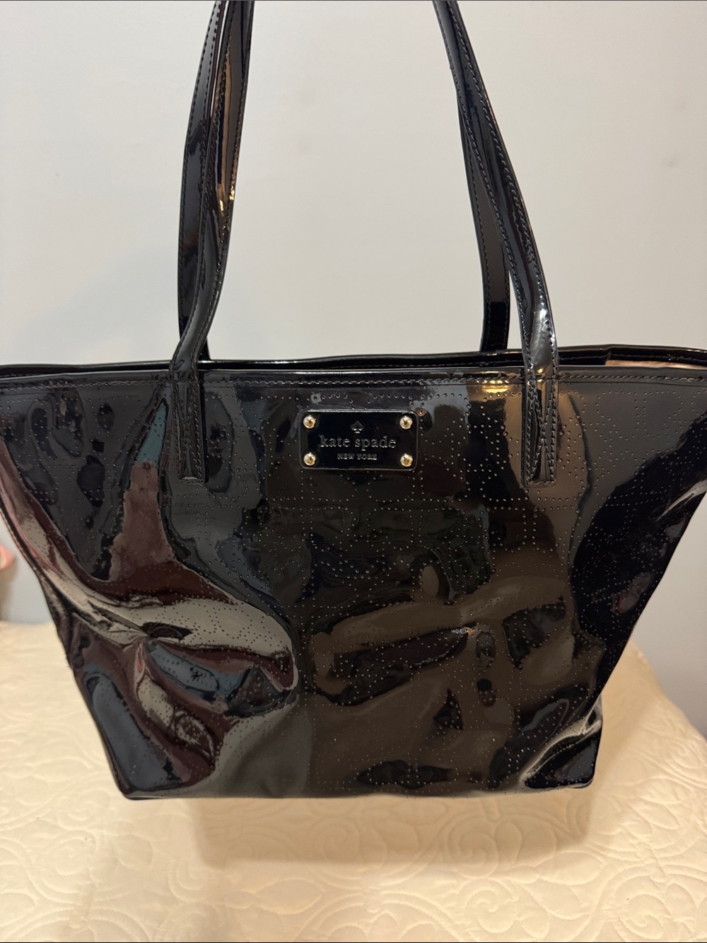 kate spade Black Patent Tote with Shiny Finish